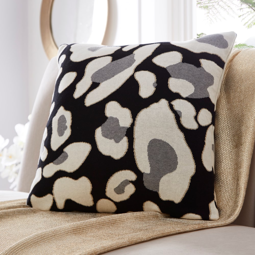 Animal Knit Cotton Cushion By Tess Daly in Black Gold